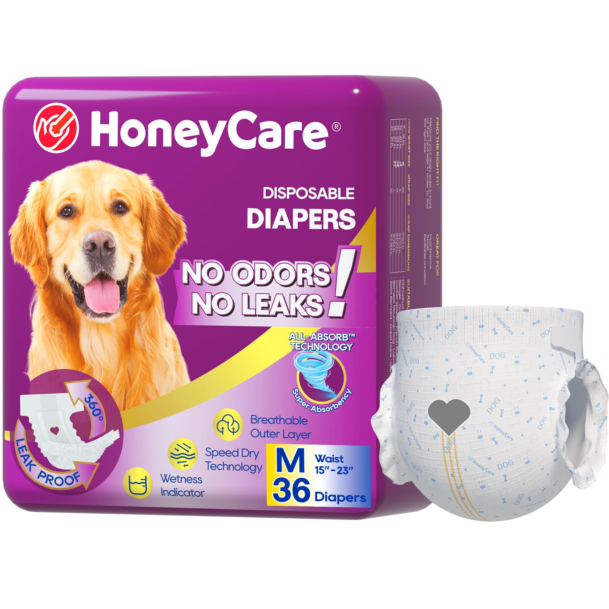 Honey Care All-Absorb: emballage clair et prêt à l’emploi pour chien.