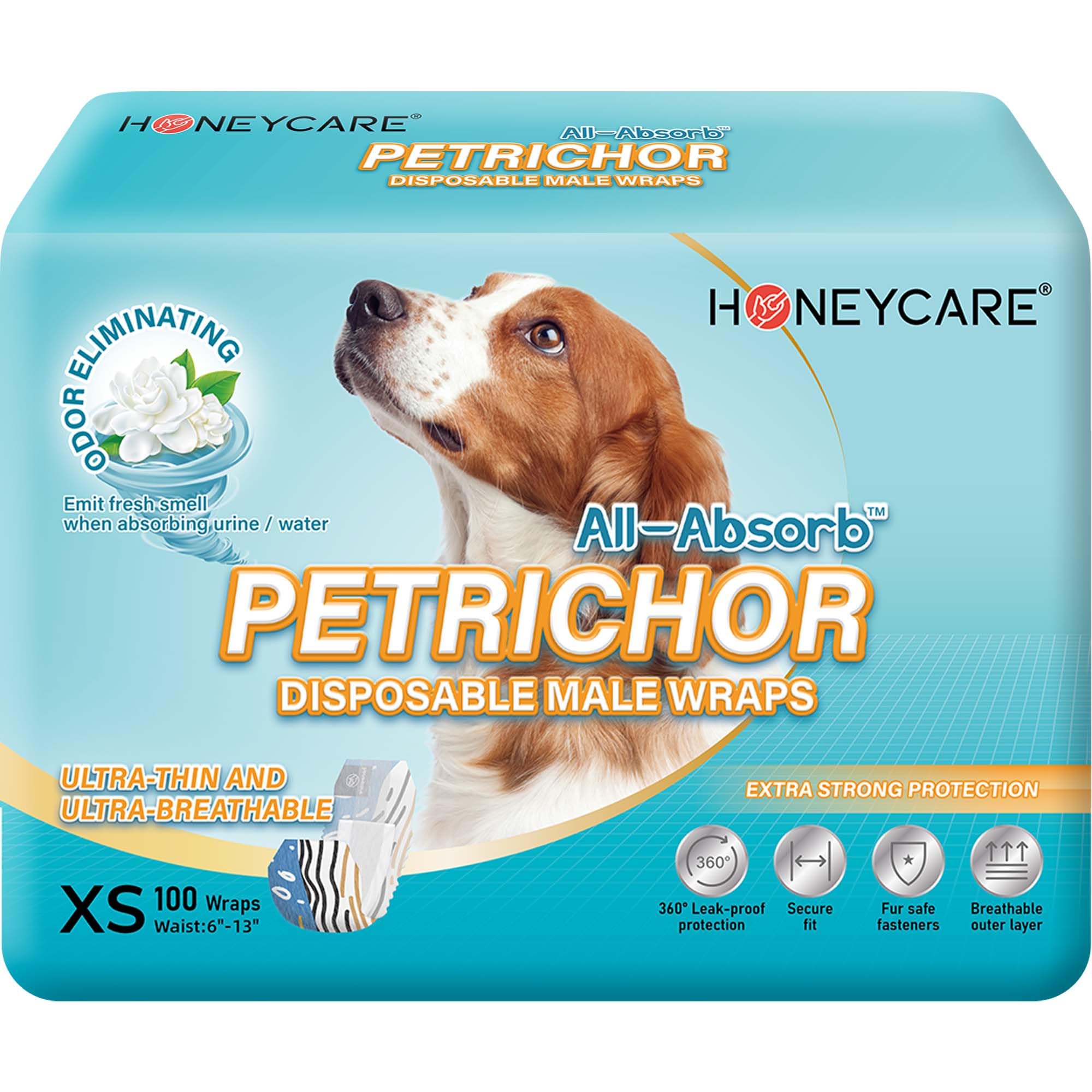 HONEY CARE All Absorb Petrichor Wrap petit-chien : confort discret et absorption fiable.