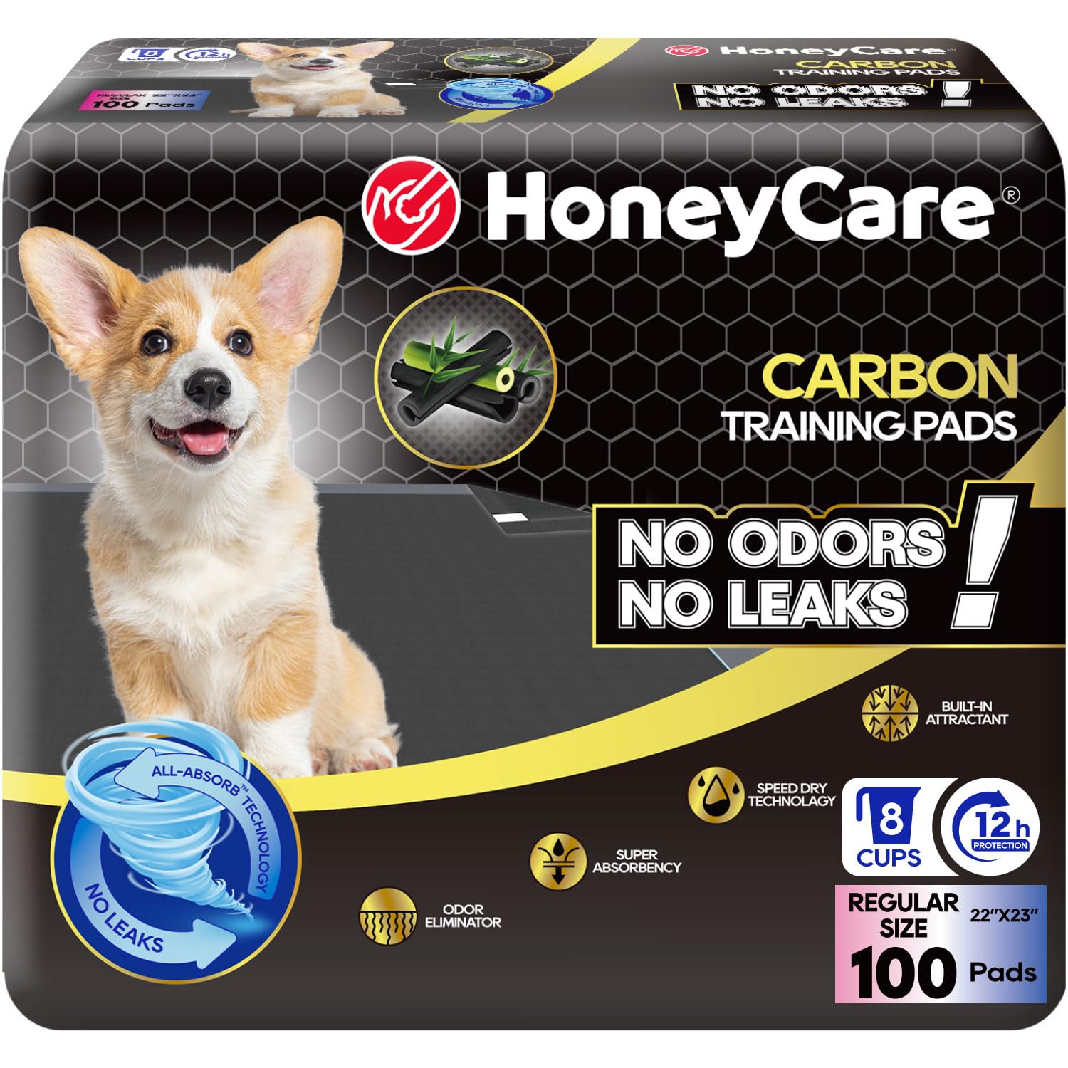HONEY CARE All-Absorb: tapis d’éducation pour chiot, absorption rapide et odeurs maîtrisées.