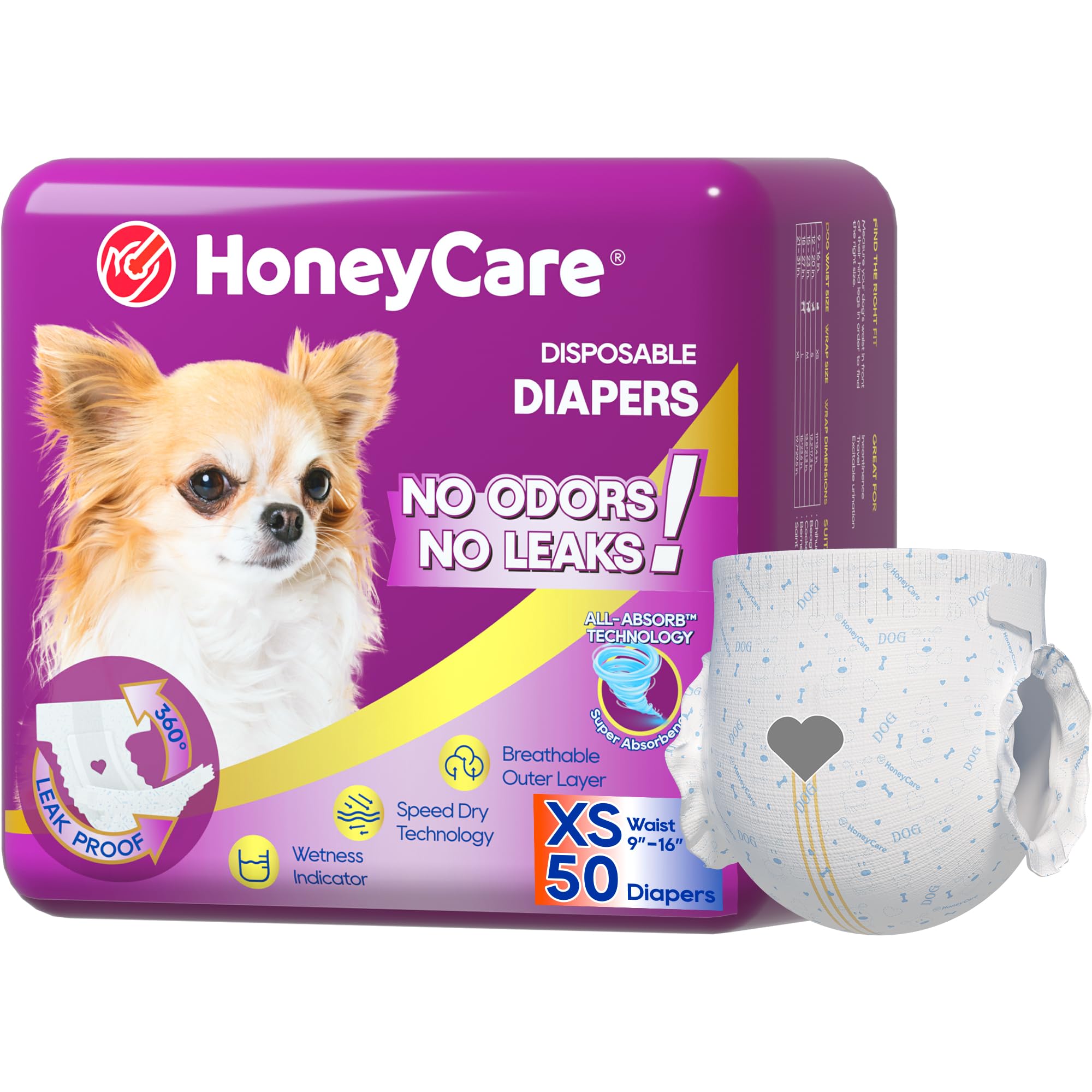 Honey Care – couches jetables pour chienne très petite, confort et sécurité assurés.