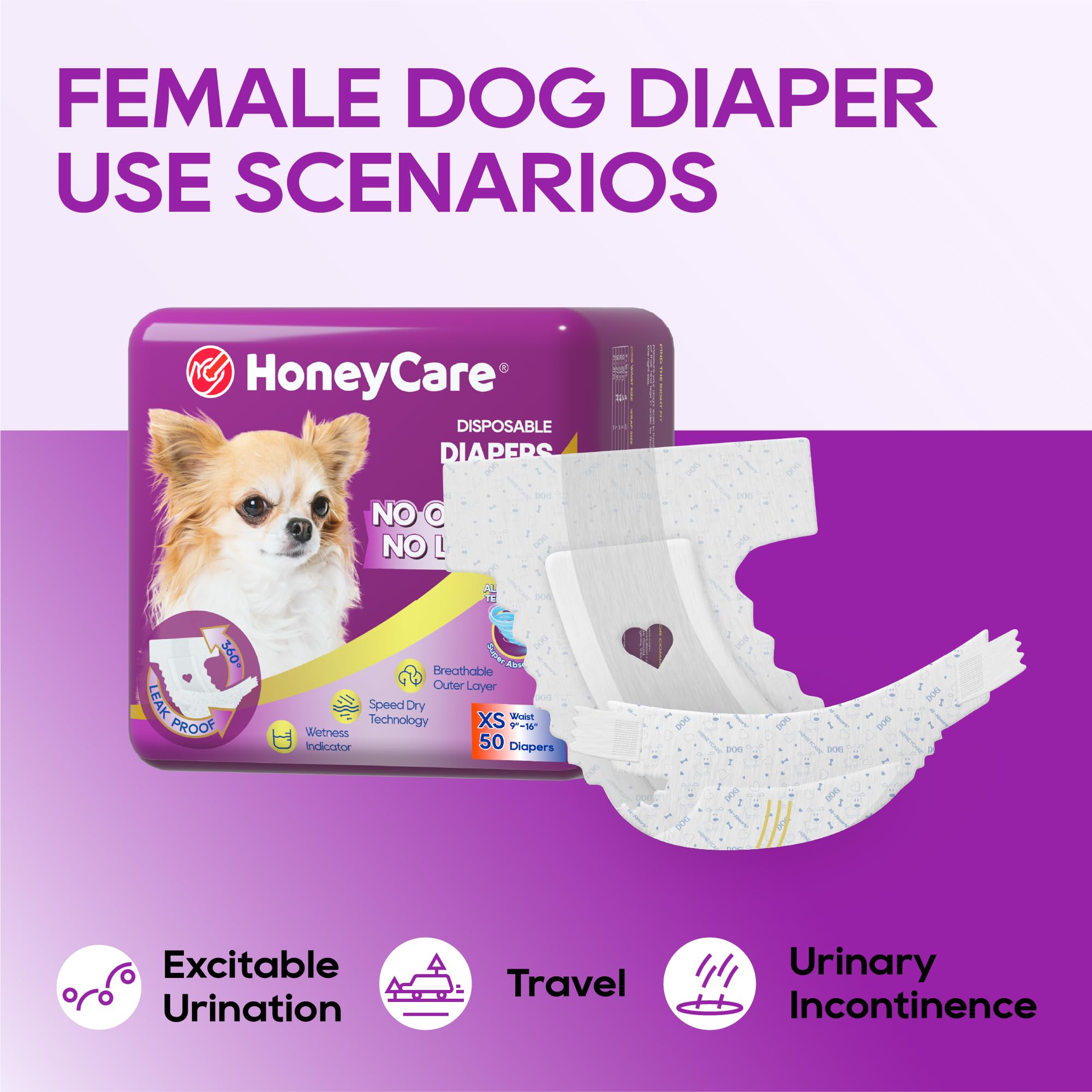 Pack cinquante couches Honey Care, pratique et prêt à l'emploi.