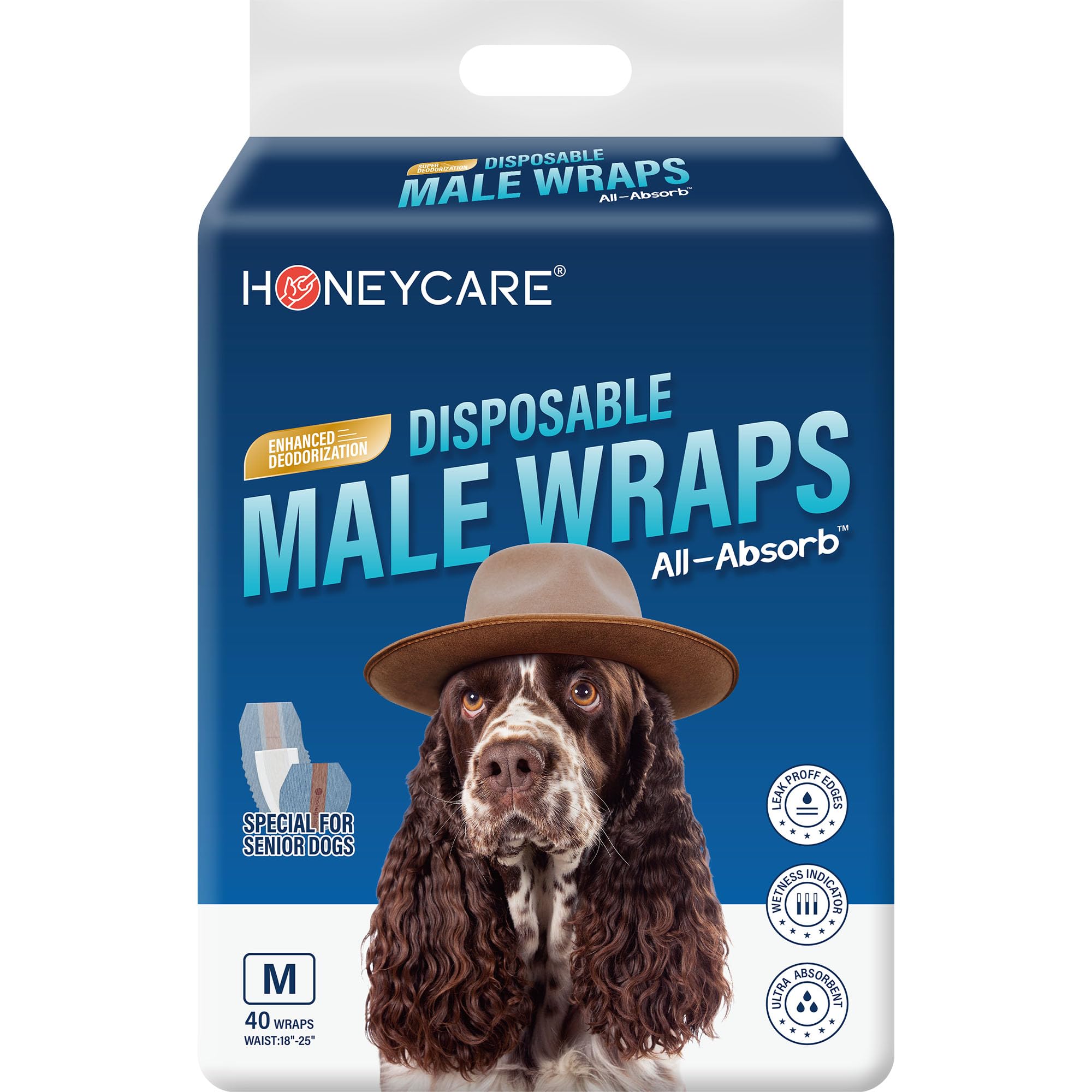 Honeycare couches mâles: absorption élevée, protection anti-fuite pour chien senior