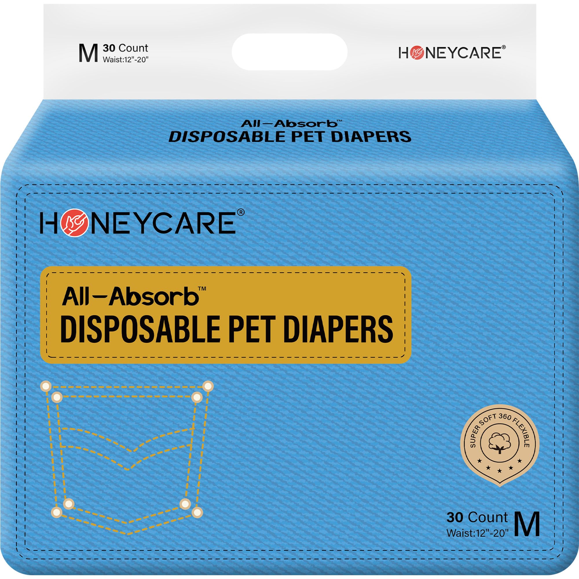 HONEY CARE: emballage clair de couches pour chienne femelle, pratique à ouvrir.