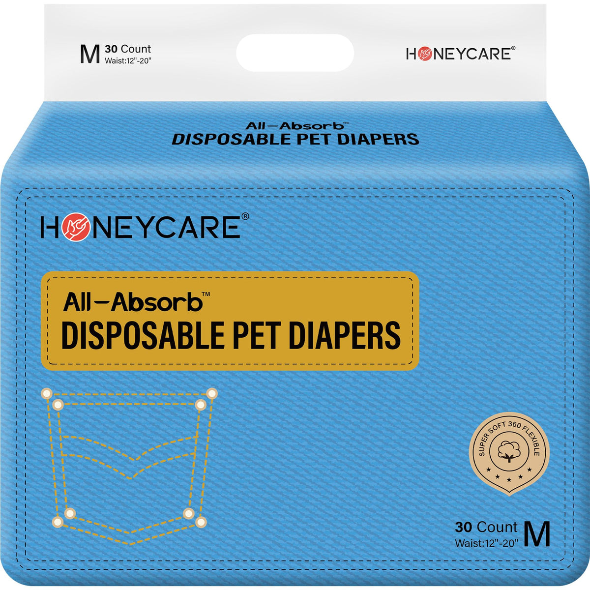HONEY CARE: emballage clair de couches pour chienne femelle, pratique à ouvrir.