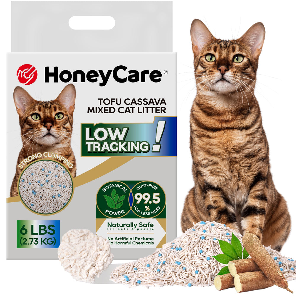 HoneyCare Tofu Cassava Litter granulés 2 mm formation de boules rapide.