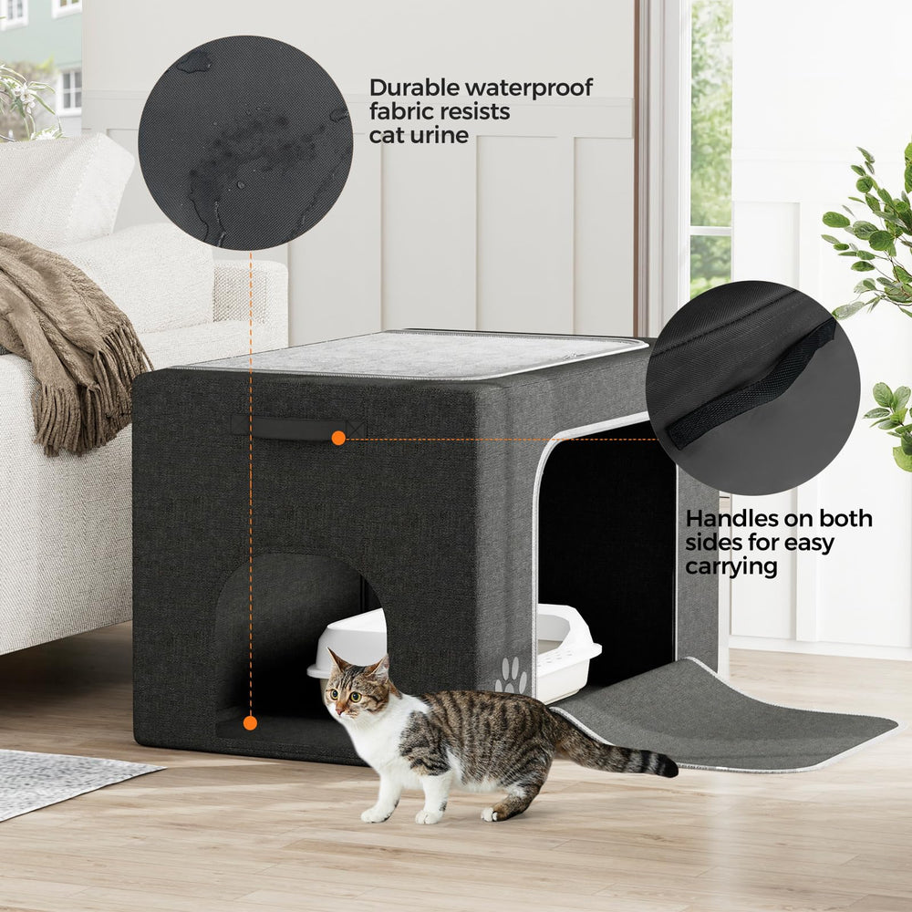 Honiakaka boîtes-litière chat enclos, montage sans outil en deux étapes simples.