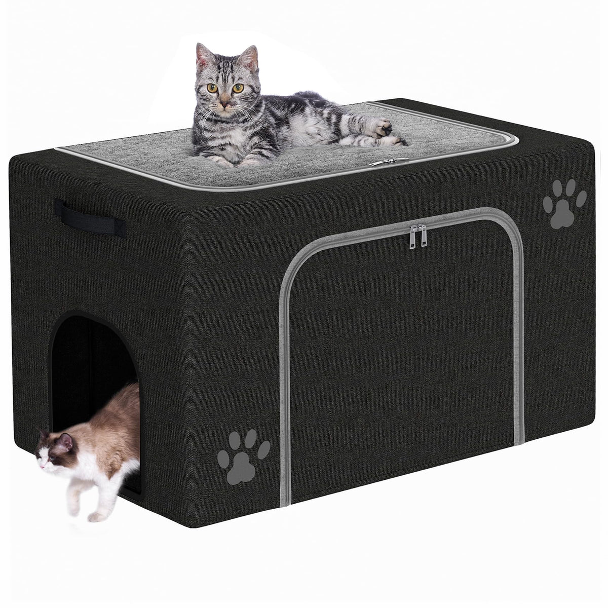 Honiakaka boîtes-litière chat enclos, aperçu frontal, espace pratique et propre.