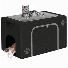 Honiakaka boîtes-litière chat enclos, aperçu frontal, espace pratique et propre.