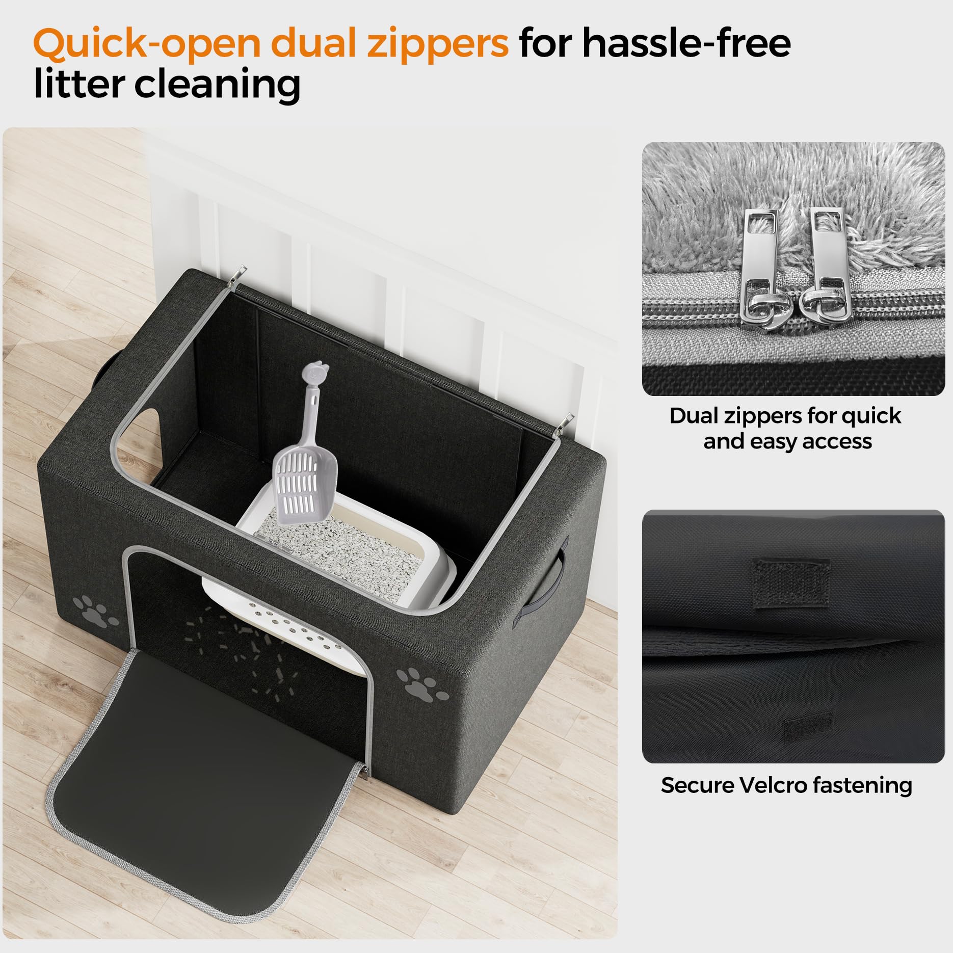 Honiakaka boîtes-litière chat enclos, design pliable pour gagner de la place.