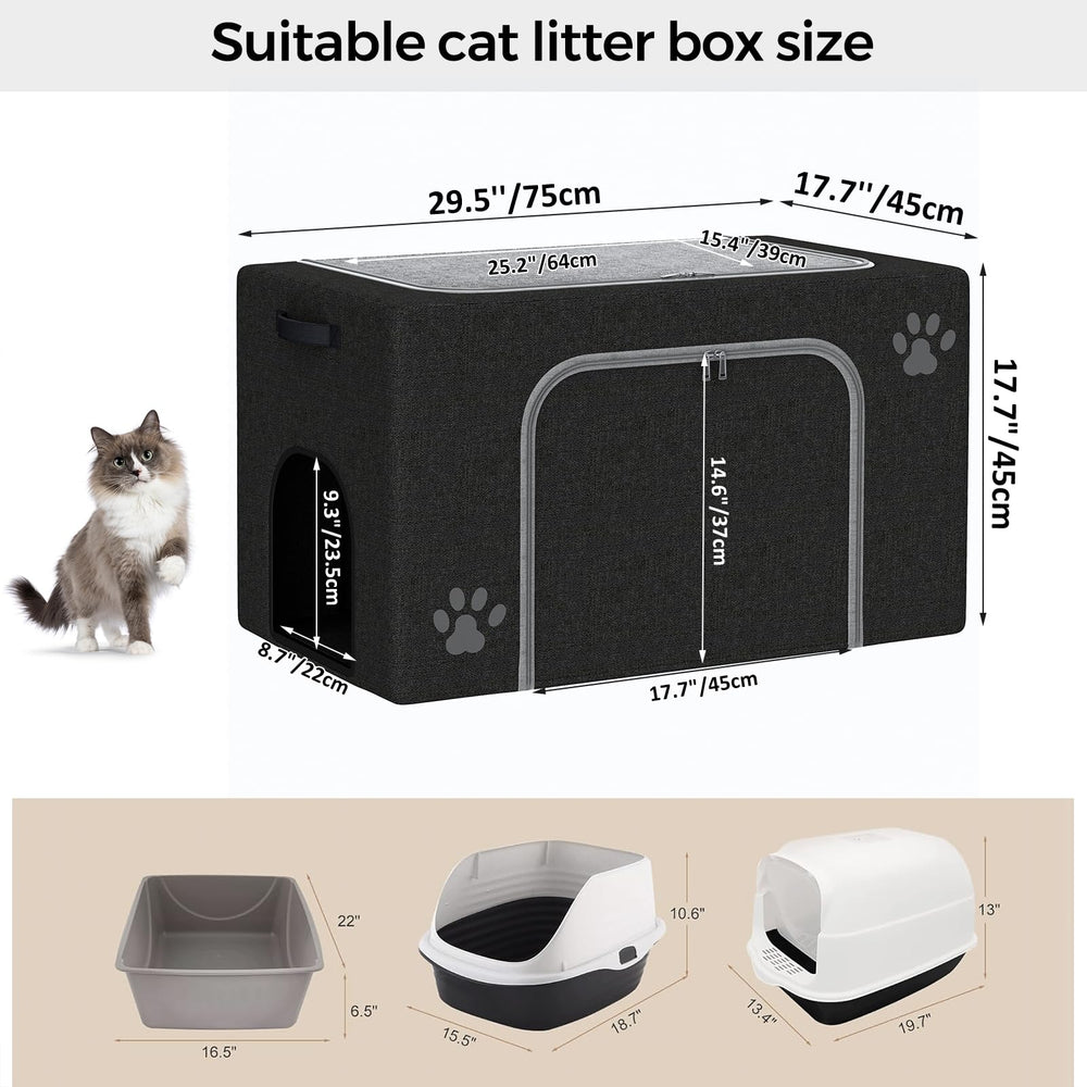 Honiakaka boîtes-litière chat enclos, usage pratique dans le salon pour un espace organisé.