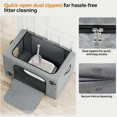 Honiakaka Enclos-litiere chat-pliable, rangement facile et gain de place.