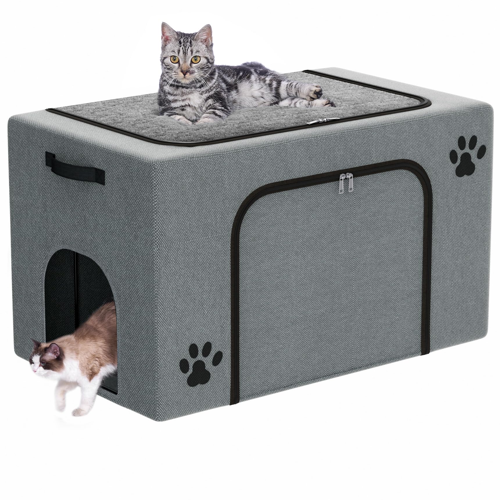 Honiakaka Enclos-litière chat, espace spacieux et compatible avec la plupart des plateaux.