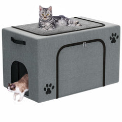 Honiakaka Enclos-litière chat, espace spacieux et compatible avec la plupart des plateaux.