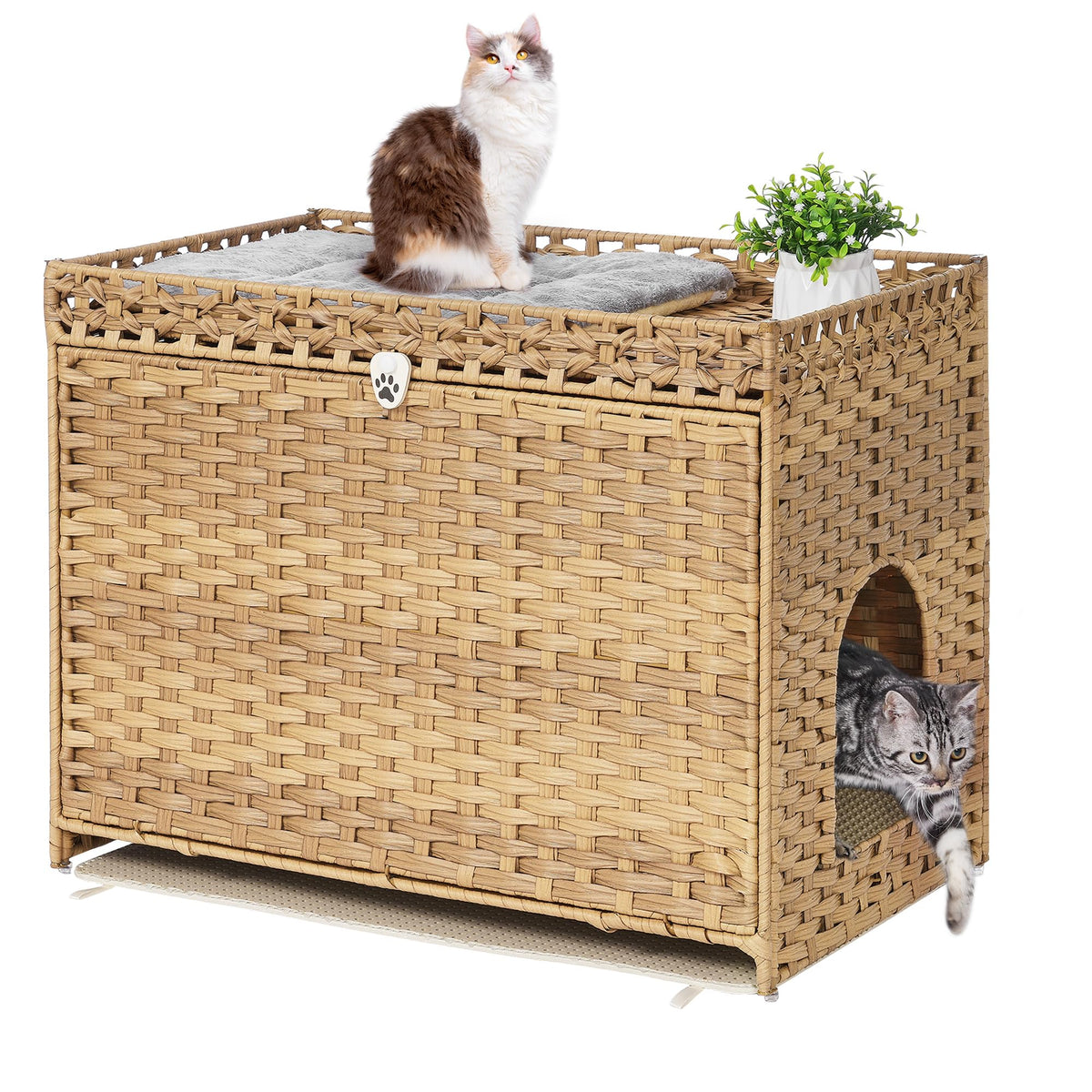 Enclos litière Honiakaka avec tapis doux, nettoyage facilité.
