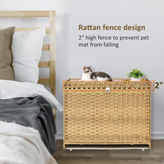 Maison-chat rotin grand espace intérieur pour chats.
