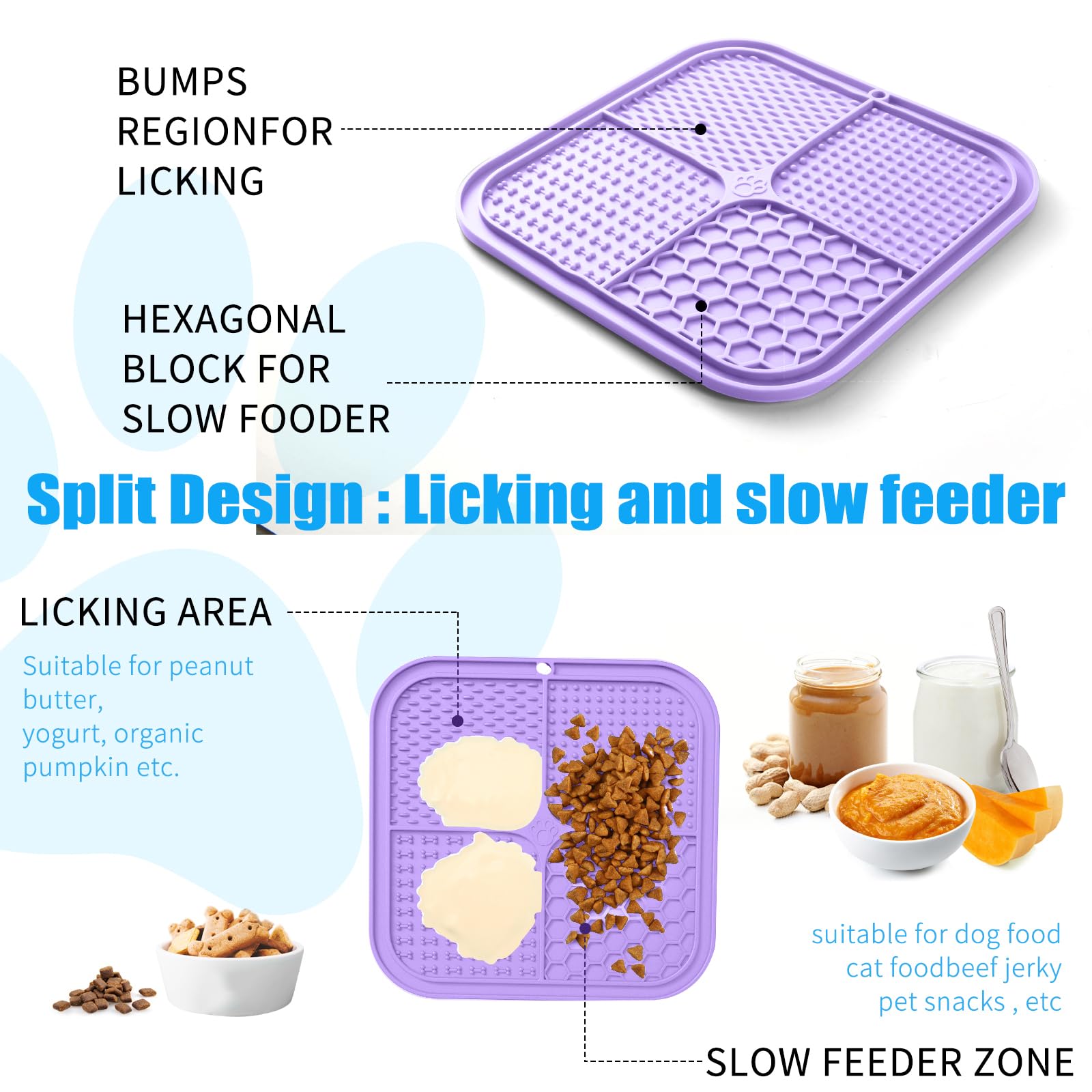 Honomastry permet une alimentation lente avec le tapis à lécher.