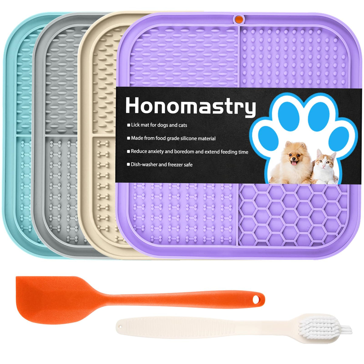 Honomastry Lick Mat chien lors du bain, apaise l'attention et facilite le lavage.