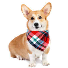 Honoson bandana chat triangle plaid bleu, confort quotidien et facile à laver.