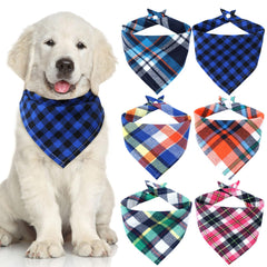 Honoson bandana chien triangle plaid vert, accessoire tendance et durable pour petites à moyennes races.