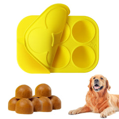 Moule en silicone HooYiYuuX à 6 cavités pour friandises chien avec couvercle, pratique.