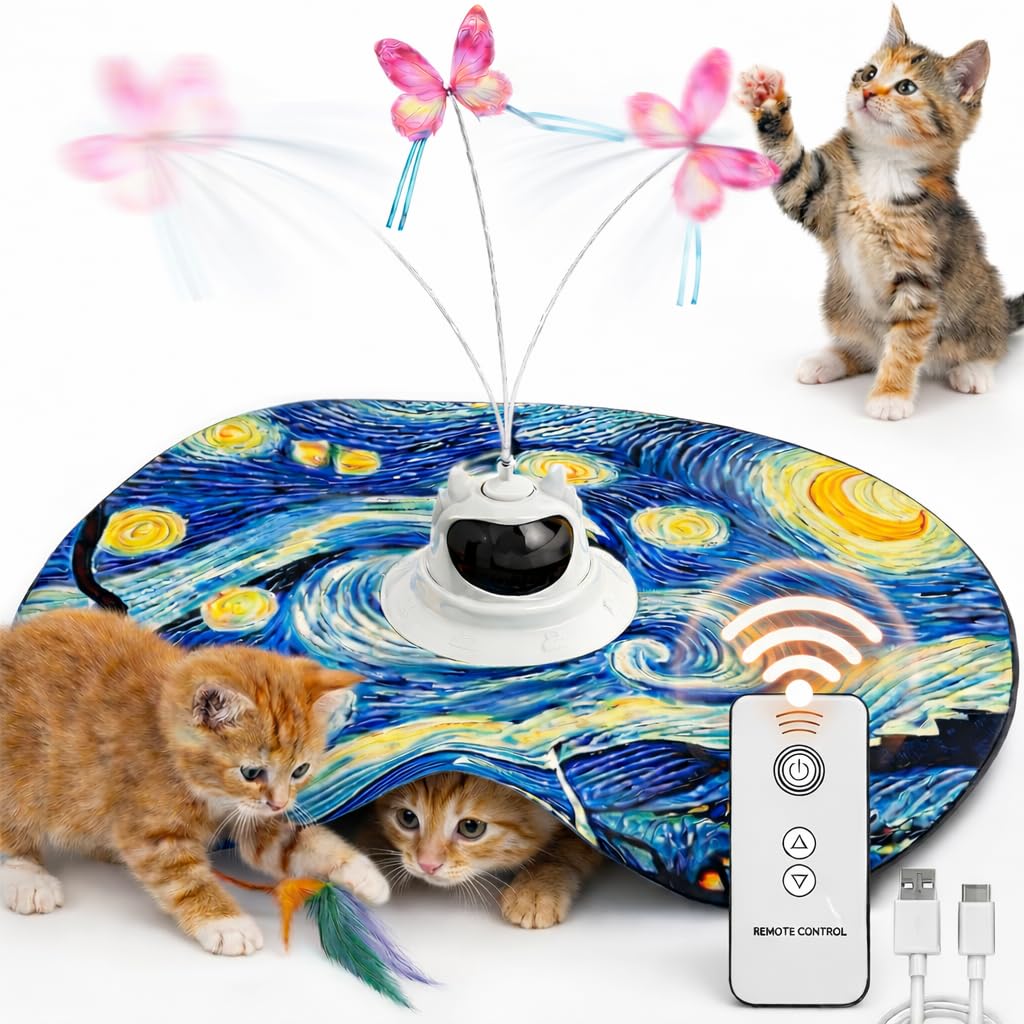 Hoobest chat-interactif-nuit-etoilee stimule l’activité ludique du chat d’intérieur.