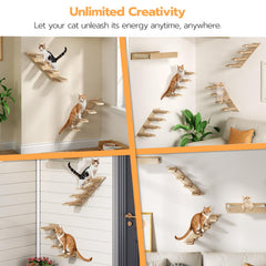 HOOBRO escaliers pour chat en bois, quatre niveaux, apportent des zones de repos et d'observation.