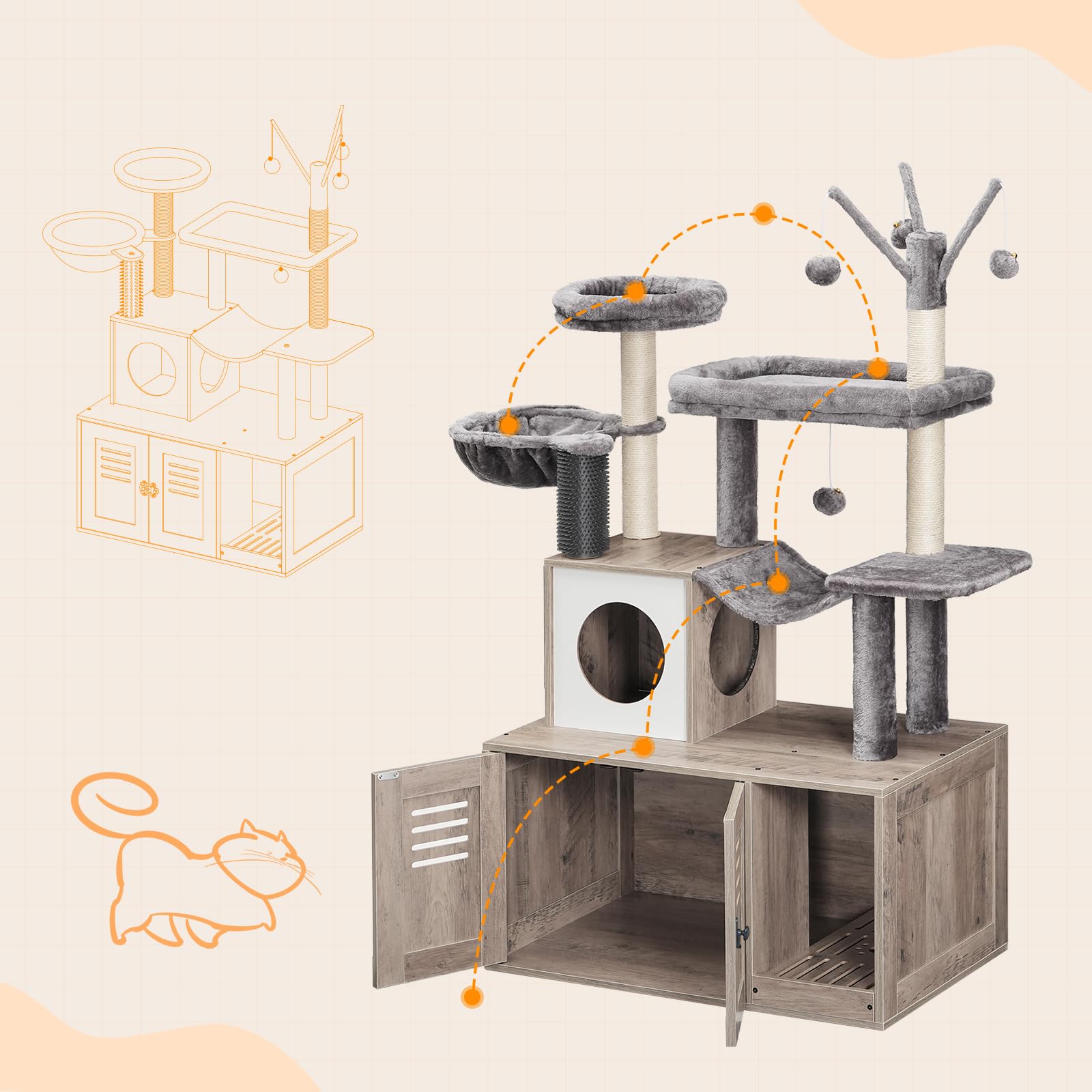 HOOBRO poteaux-griffes chat: diverses hauteurs pour griffer et grimper.
