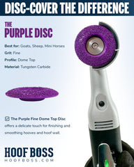 Disque Hoof Boss Dome violet arrondi, précision sur le sabot