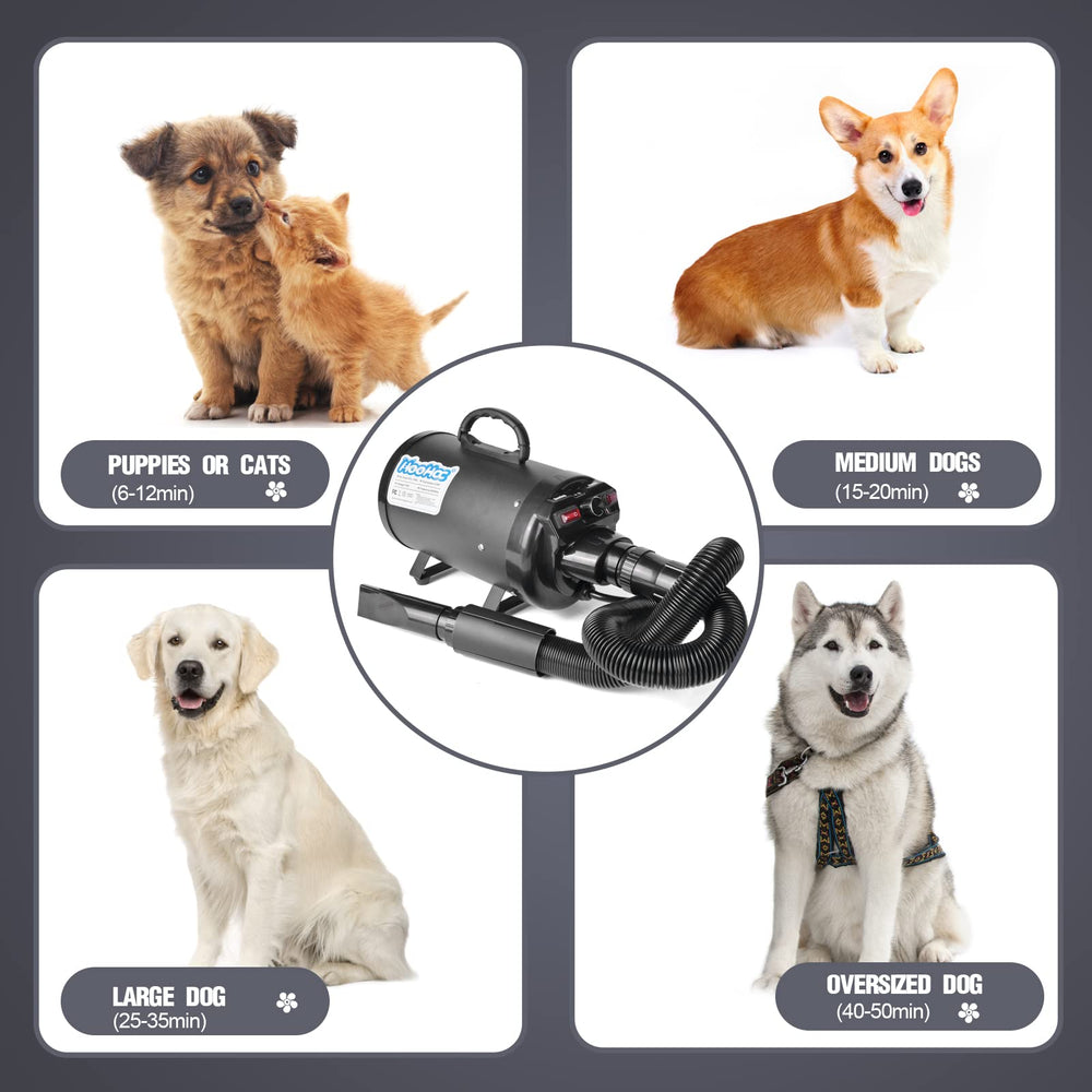 HooHcc Sécheur Chien boitier silencieux pour une expérience calme.