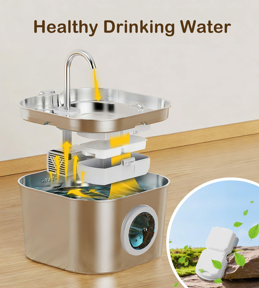 HOOISE filtration triple pour fontaine chat — réduction des dépôts et eau plus saine