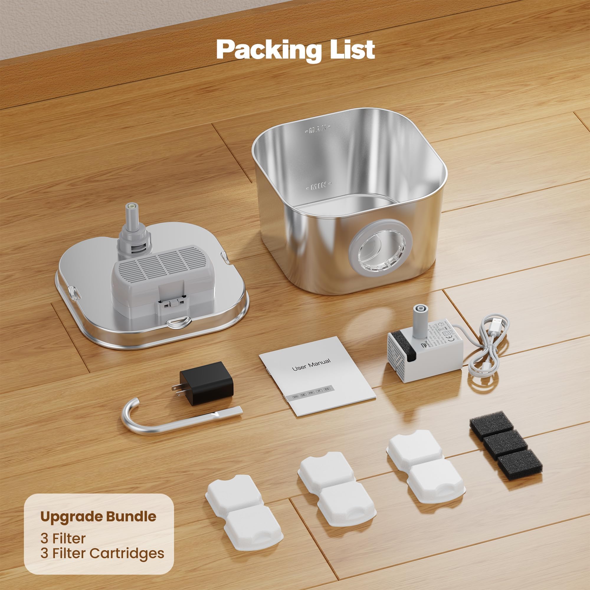 Design robuste en inox, durable et sûr pour animaux.