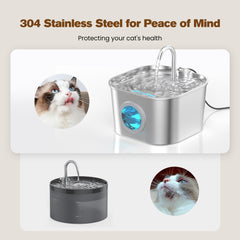 HOOISE Fontaine en inox 304 sans coutures, durable et facile à nettoyer