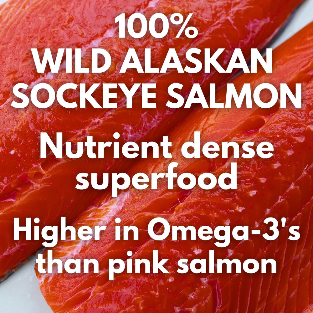 Tranches lyophilisées saumon sockeye Hook Point Fisheries, arômes authentiques pour entraînement.