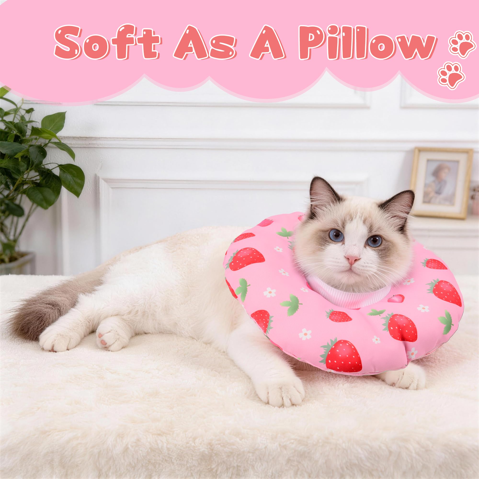 Collier-cône Hoopttay pour chat rose ajustable offrant un ajustement confortable