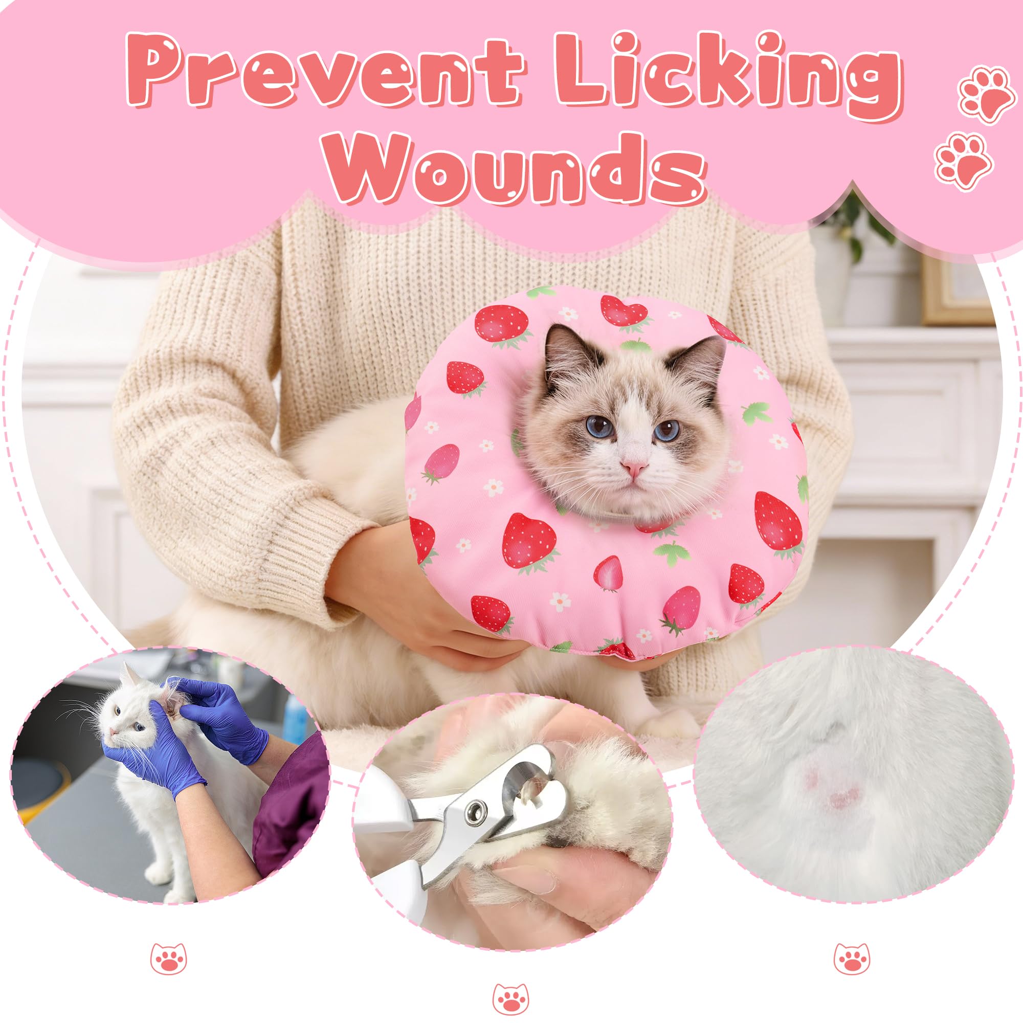 Collier-cône Hoopttay pour chat rose confort dodo et repos apaisé