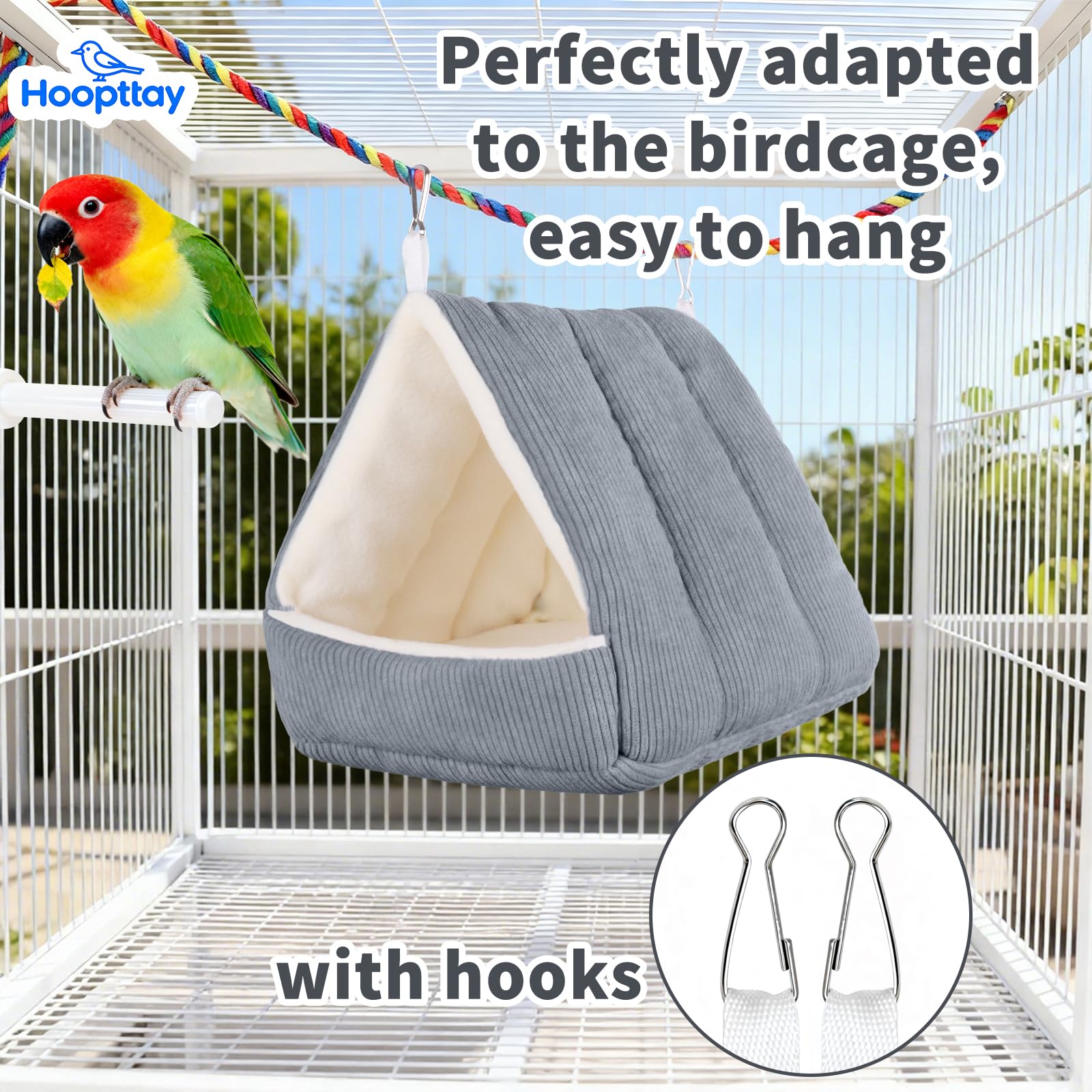 Cabane-nid Hoopttay pour oiseaux, espace intérieur généreux.
