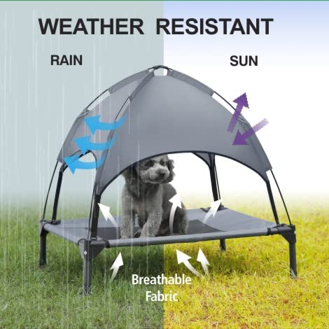 Hooyeatlin lit-chien extérieur respirant maillage: surface fraîche et confortable en été.