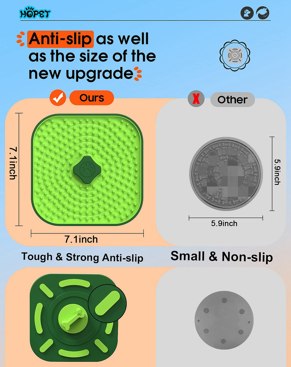 Tapis silicone alimentaire Hopet, sûr et durable pour chiens.