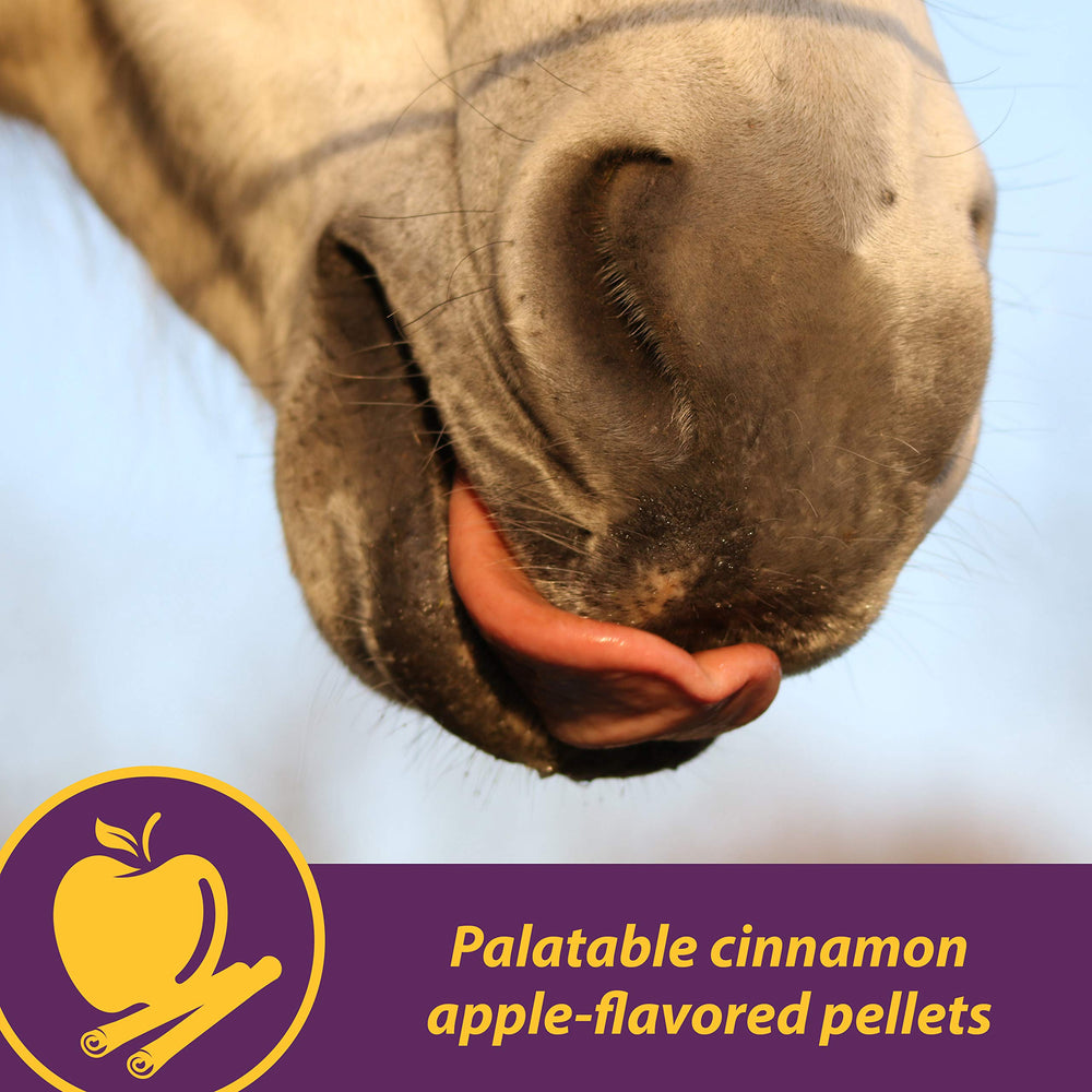 Horse Health dose pratique: mesures claires affichées sur le seau.