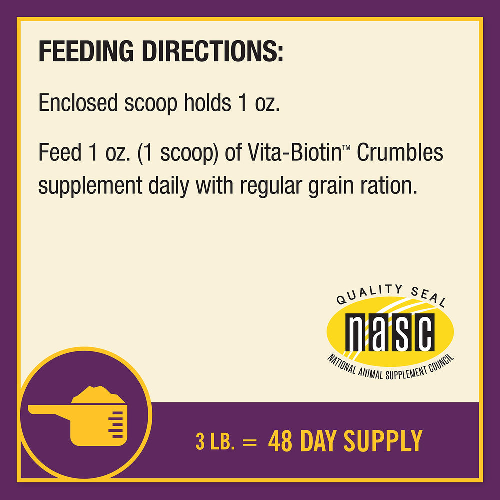 Horse Health Vita Biotin Crumbles - usage quotidien simple, integration au regime