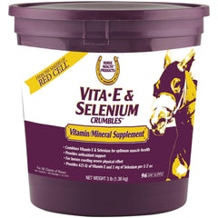 Horse Health Vitamine E et Sélénium - granulés dans bouteille, soutien antioxydant potentiel pour chevaux actifs.