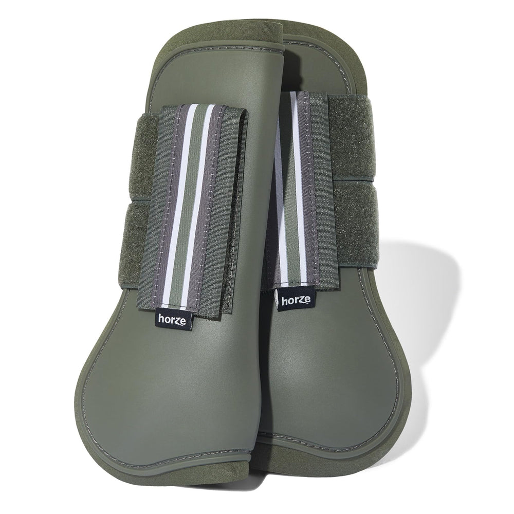 HORZE Adepto: bottes tendon ouverture avant vert kaki scarabee, protection robuste et ajustement facile.