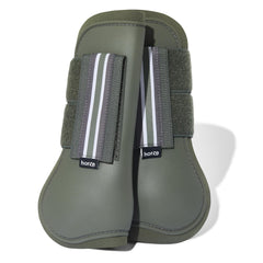 HORZE Adepto: bottes tendon ouverture avant vert kaki scarabee, protection robuste et ajustement facile.
