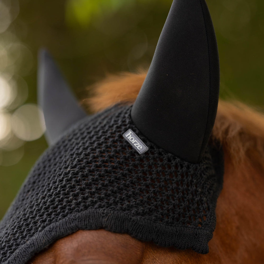 HORZE bonnet confort oreilles noir, ajuste bien sans irritations pendant les séances.