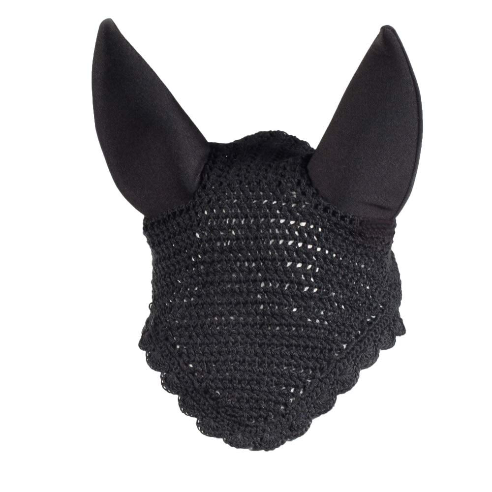 HORZE bonnet oreilles crochet silencieux noir, gros plan sur texture douce pour le confort.