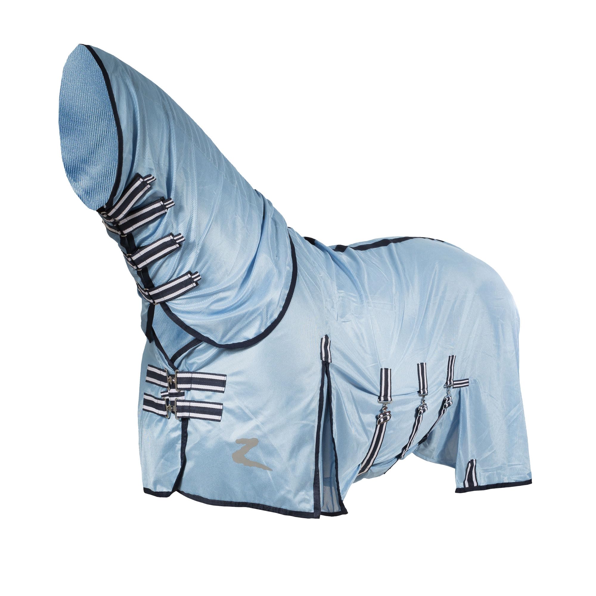 HORZE Freja couverture anti-mouches en mesh bleu, respirante et légère, idéale en été.