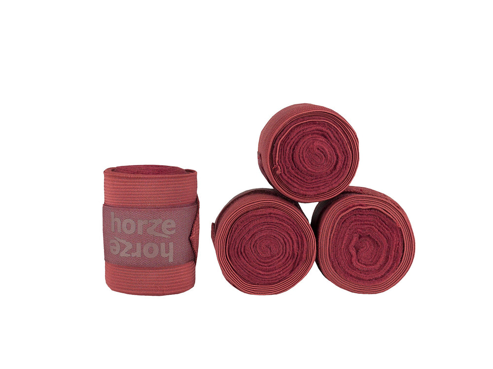 Bandages polo HORZE Nest rouge brique, ensemble de quatre, confort grâce à la polaire intérieure.