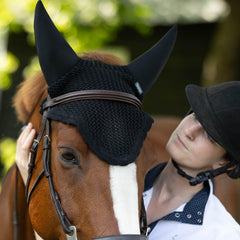 HORZE bonnet anti-mouches oreilles noir, protection légère contre les insectes.