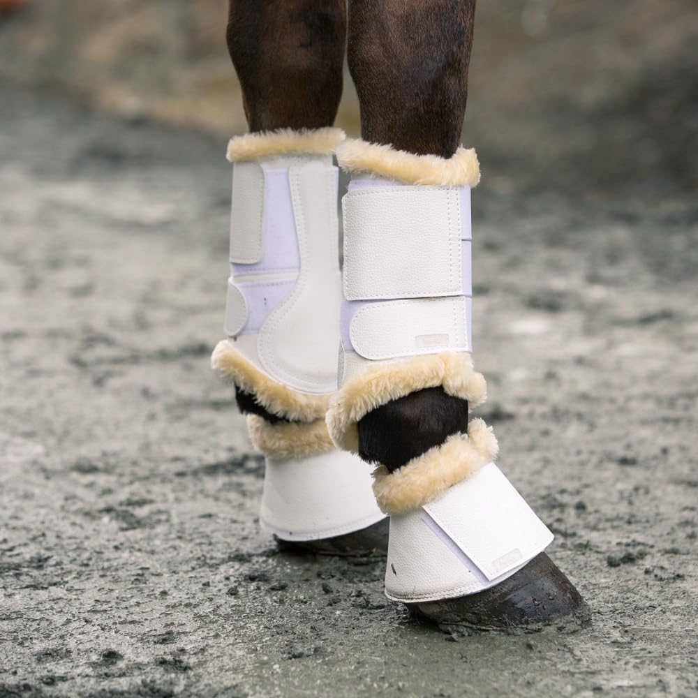 HORZE Signature Bell Boots blancs XXL effet cuir synthétique grainé, pour un look durable.