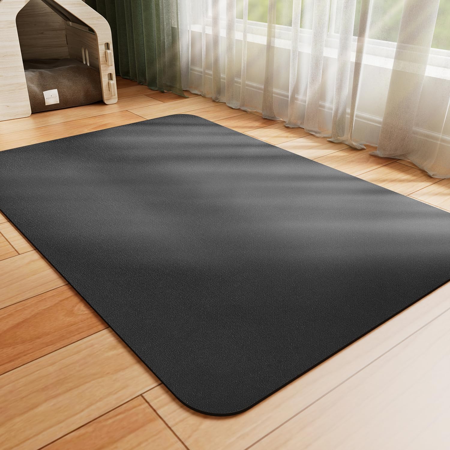 HotLive tapis nourriture absorbant noir 12x19 protège le sol des éclaboussures.